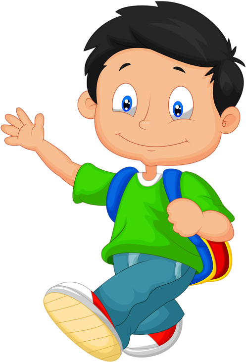 Happy Cartoon Boy Waving PNG Image