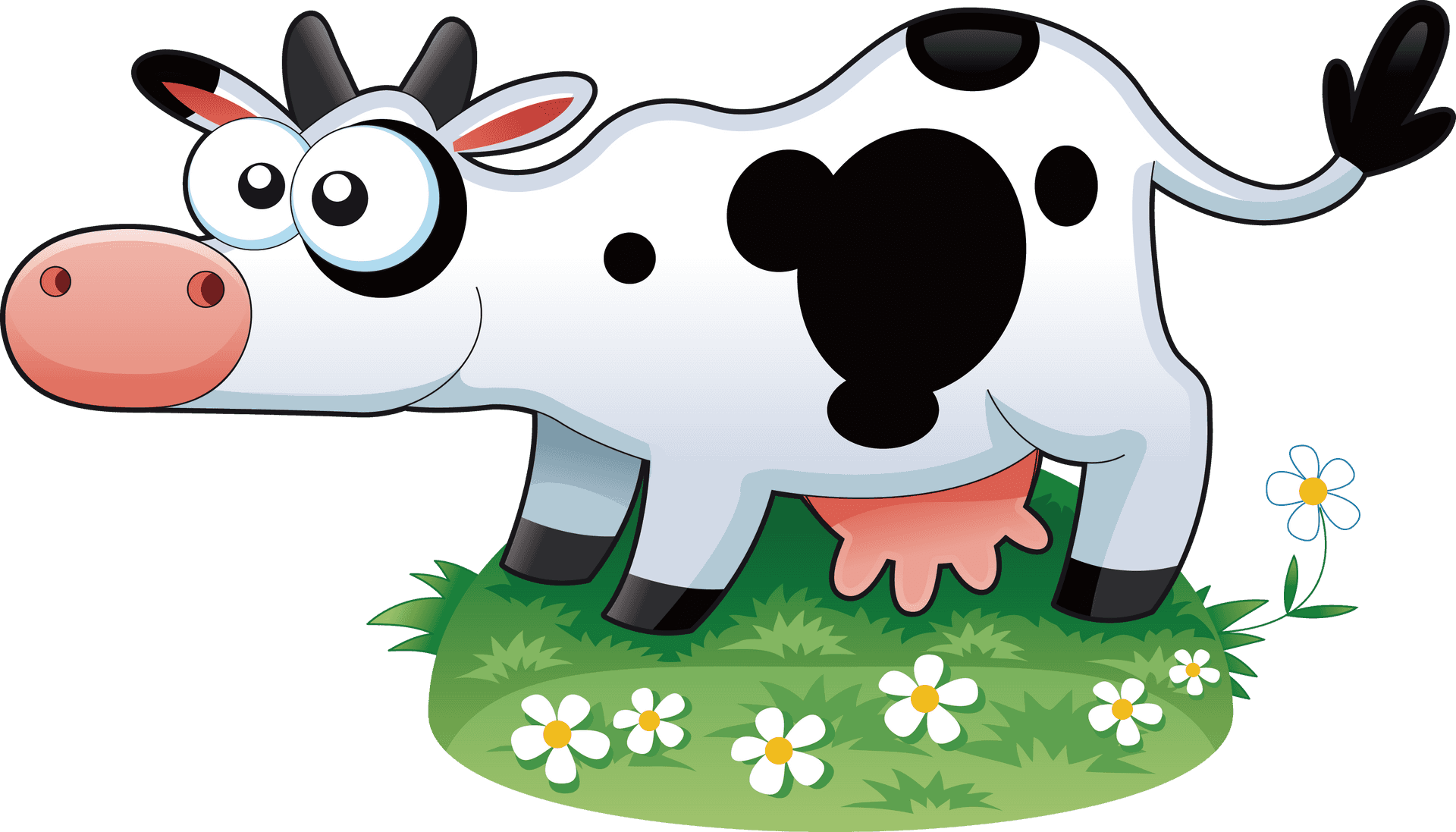 Happy Cartoon Cowon Grass PNG Image