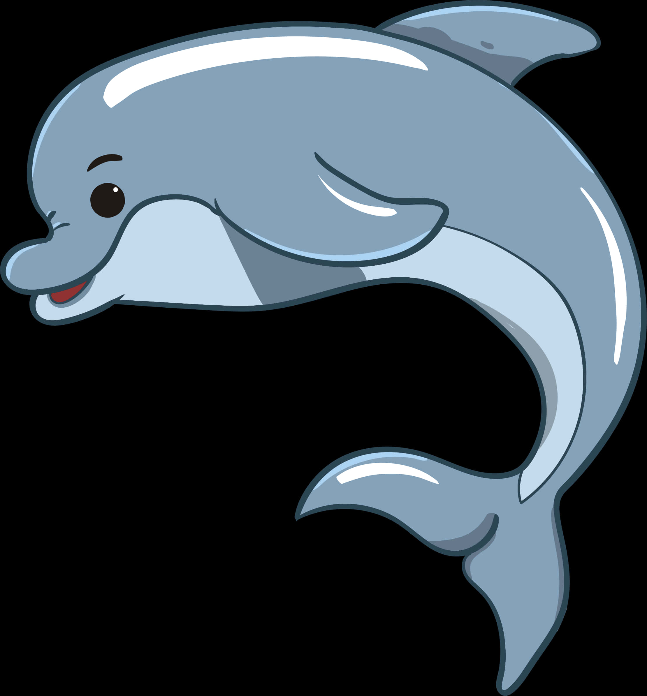 Happy Cartoon Dolphin PNG Image