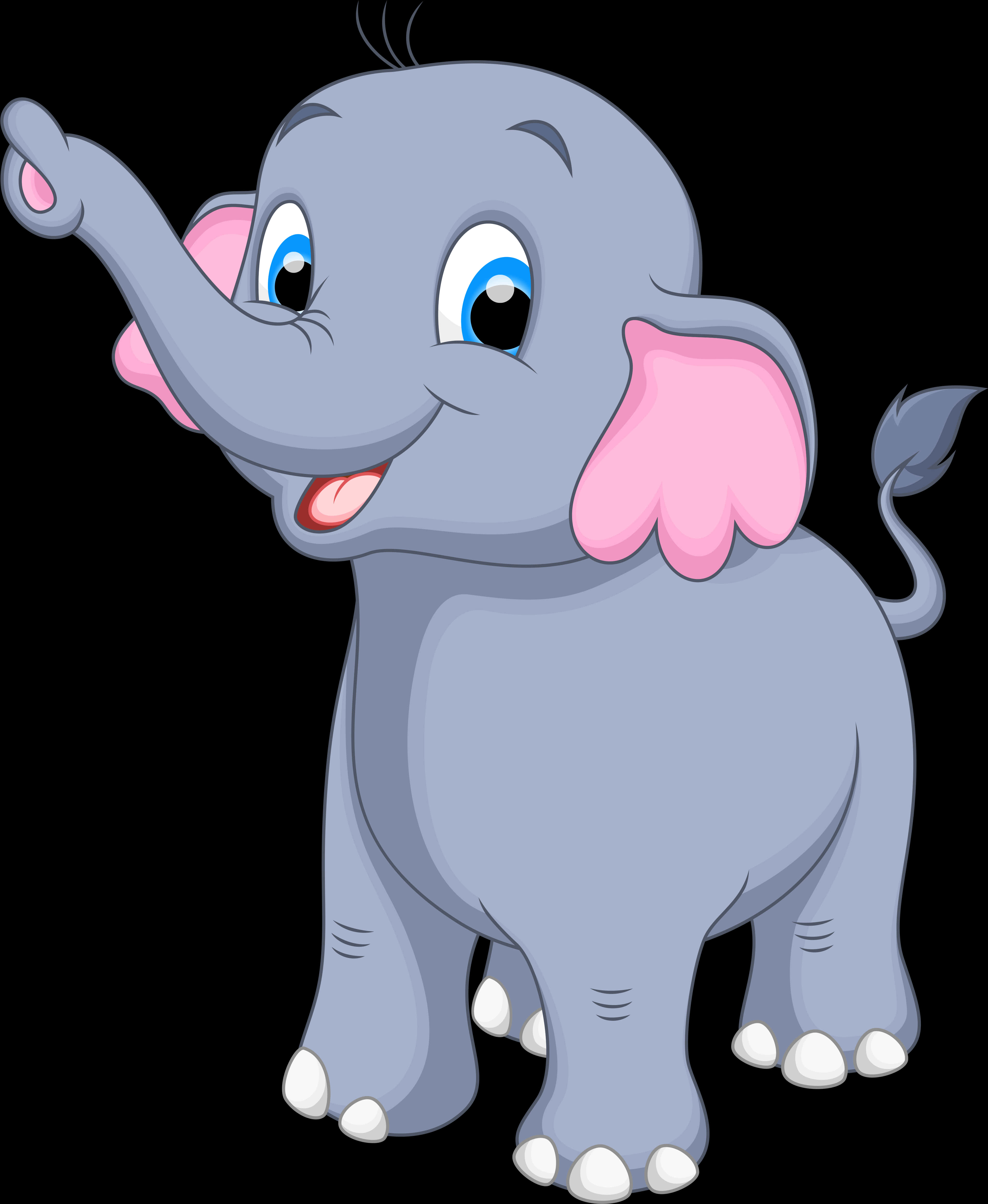 Happy Cartoon Elephant PNG Image