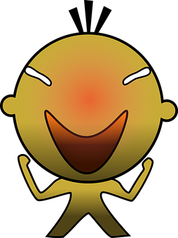 Happy Cartoon Figure Black Background PNG Image