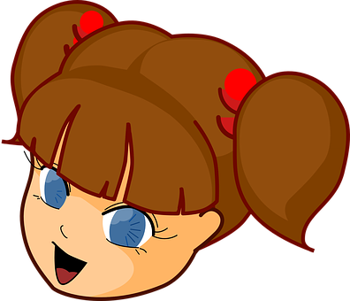 Happy Cartoon Girl Face PNG Image