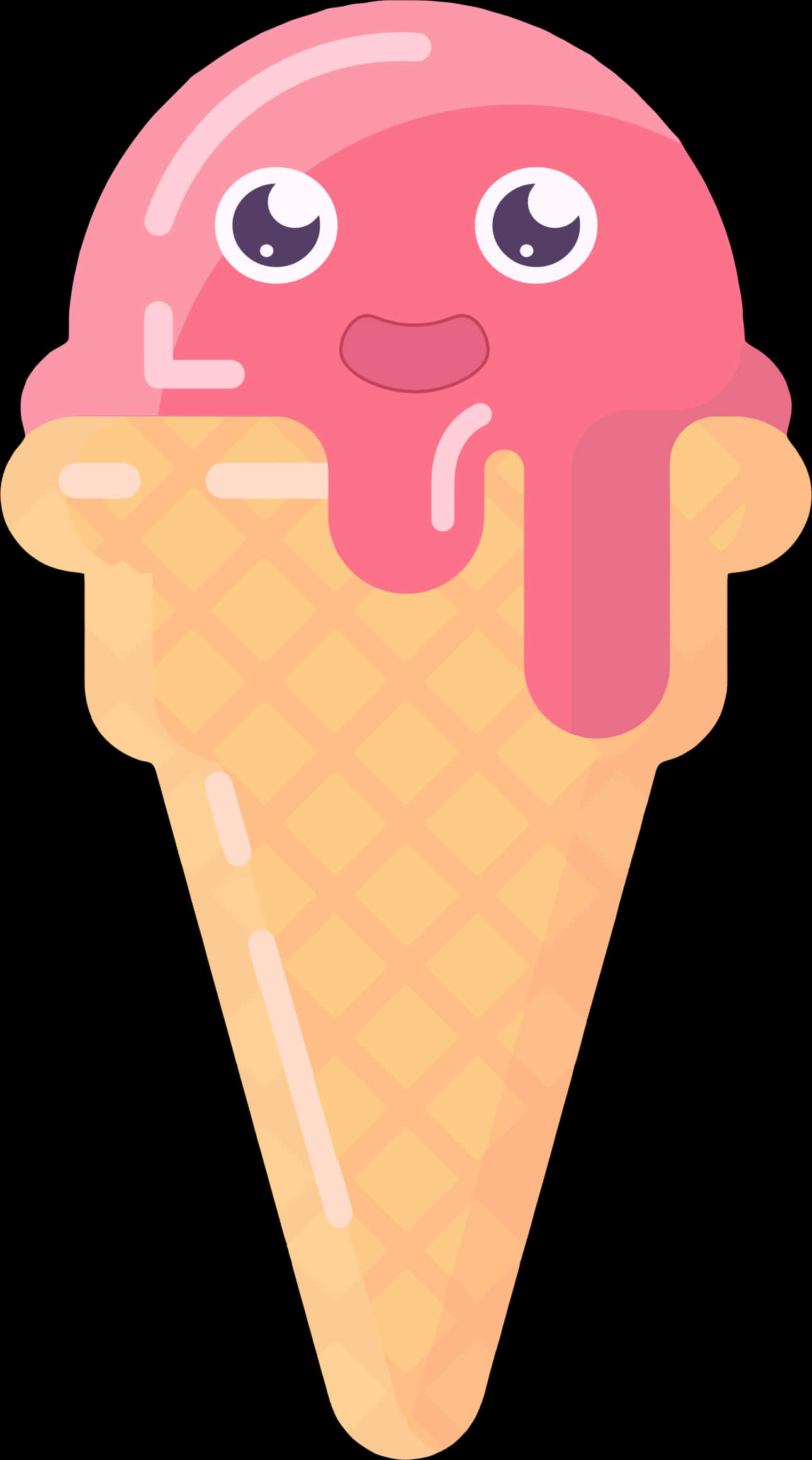 Happy Cartoon Ice Cream Cone PNG Image