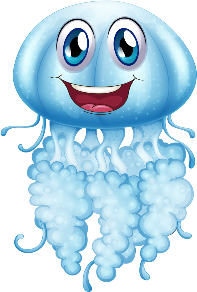 Happy Cartoon Jellyfish PNG Image