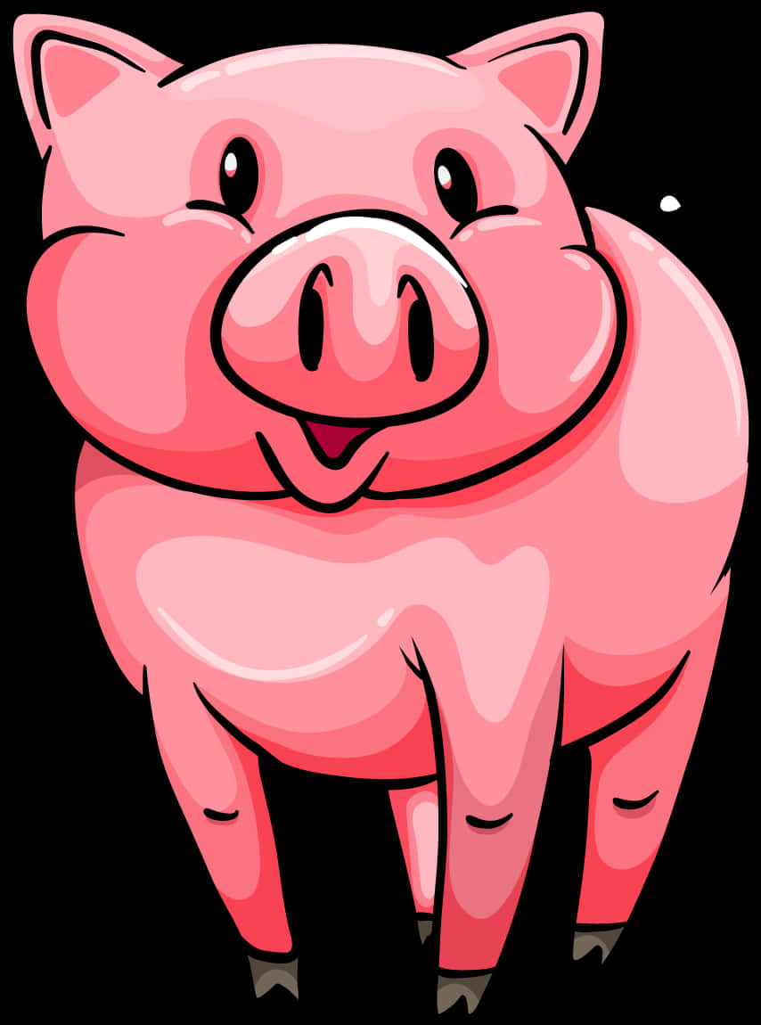 Happy Cartoon Pig Illustration PNG Image