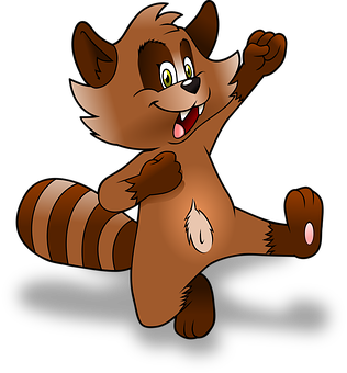 Happy Cartoon Raccoon PNG Image