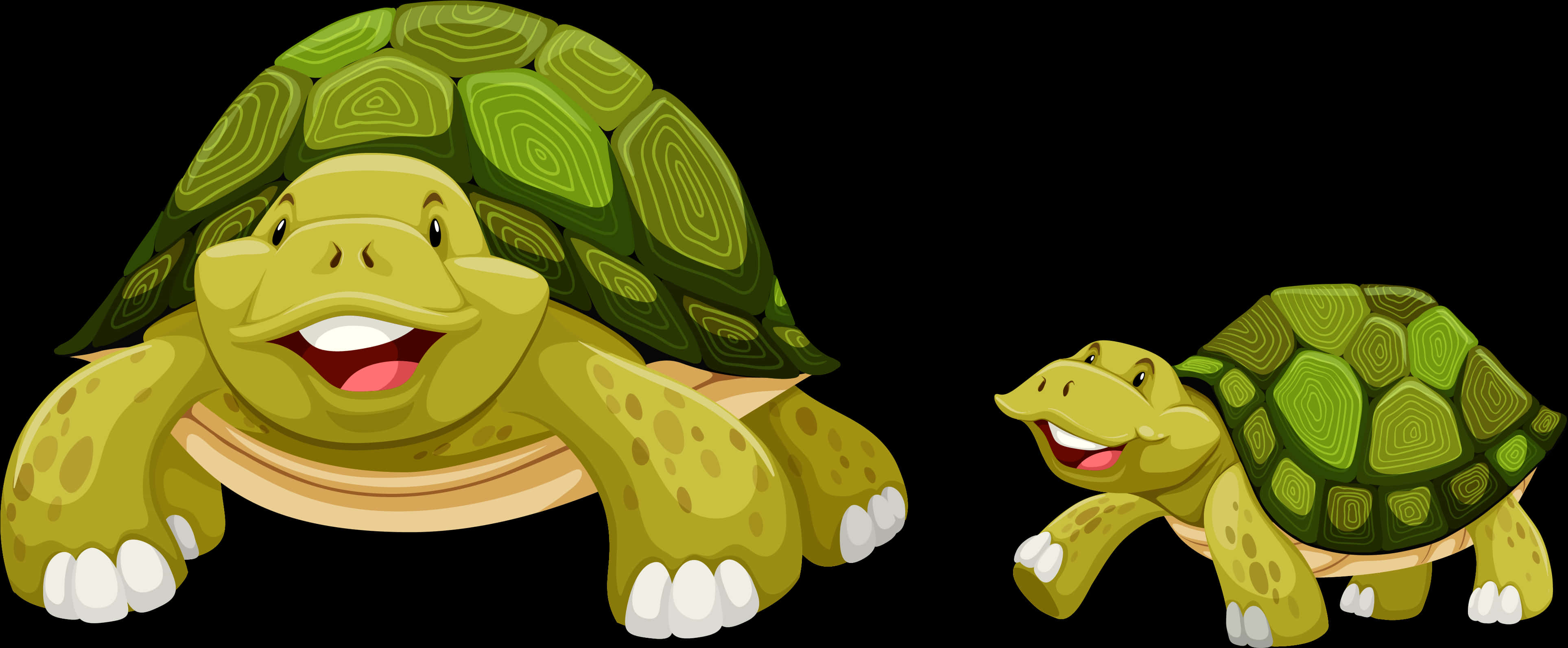 Happy Cartoon Turtles PNG Image