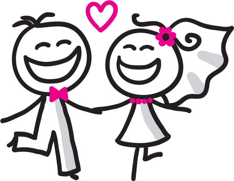 Happy Cartoon Wedding Couple.png PNG Image