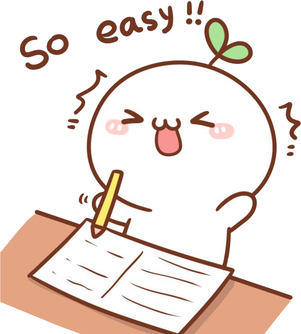 Happy Cartoon Writing Easy PNG Image