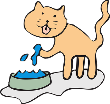 Happy Cat Drinking Water Illustration PNG Image