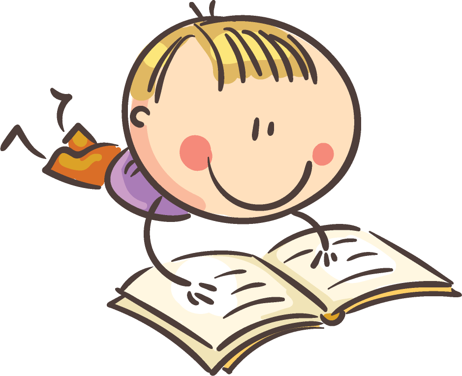 Happy Child Reading Cartoon PNG Image