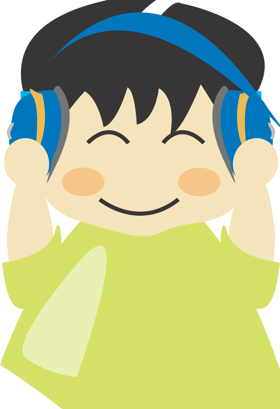 Happy Child With Headphones PNG Image