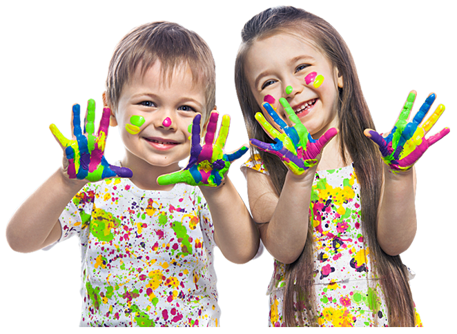 Happy Children Playing With Paint PNG Image