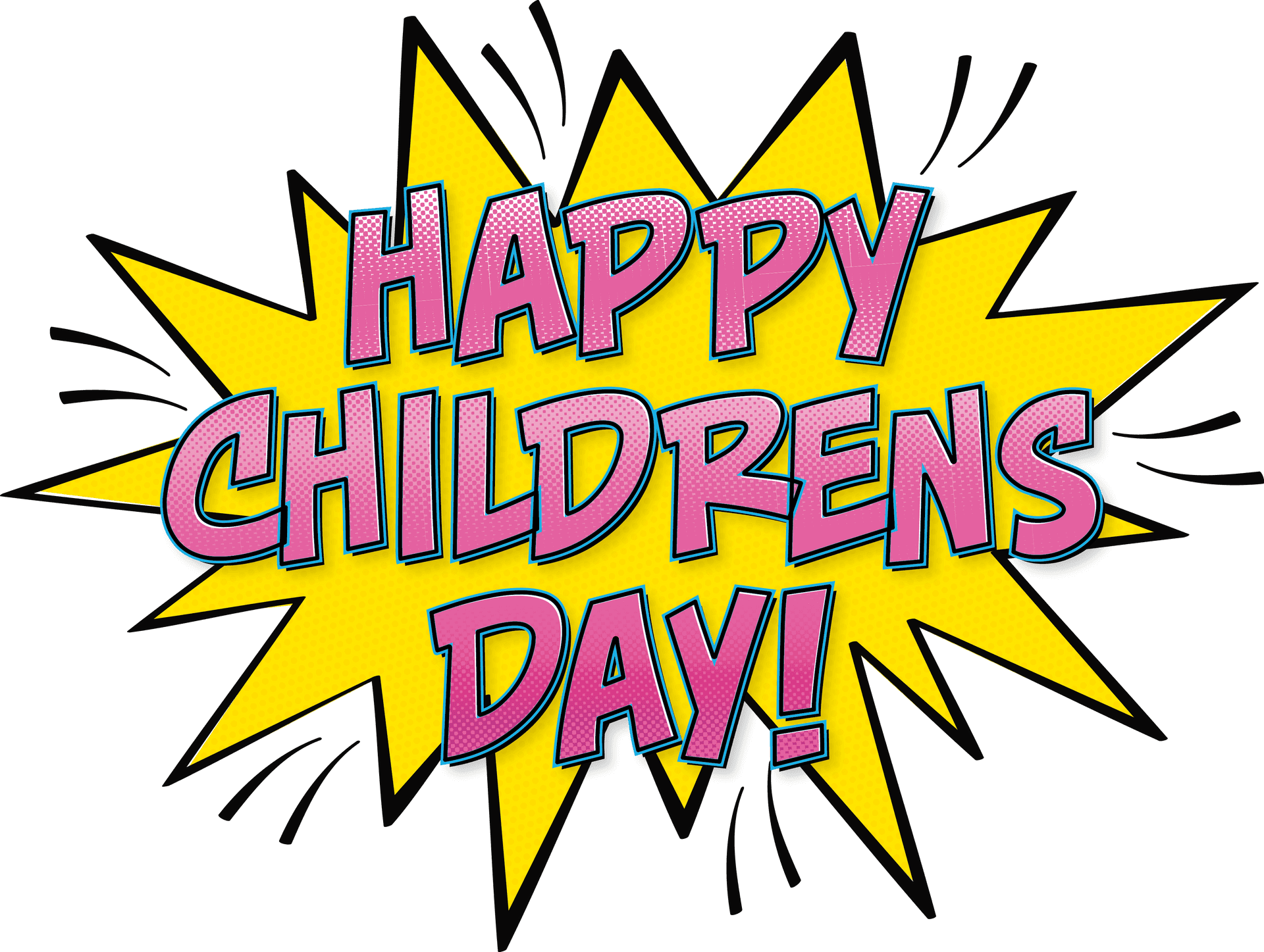 Happy Childrens Day Comic Style Banner PNG Image