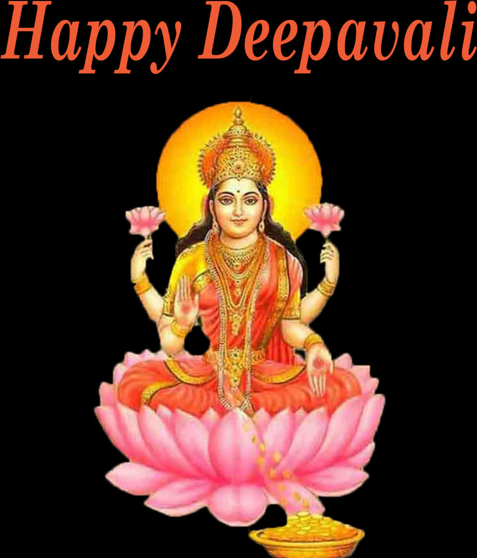 Happy Deepavali Goddess Lakshmi PNG Image