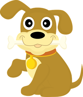 Happy Dog With Bone Cartoon PNG Image