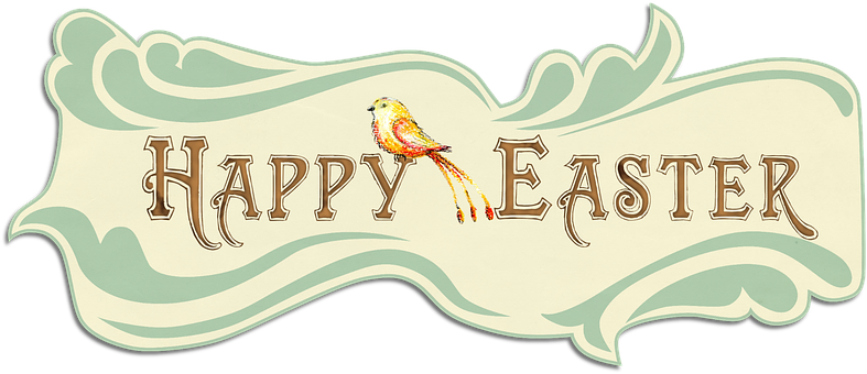 Happy Easter Bannerwith Bird PNG Image