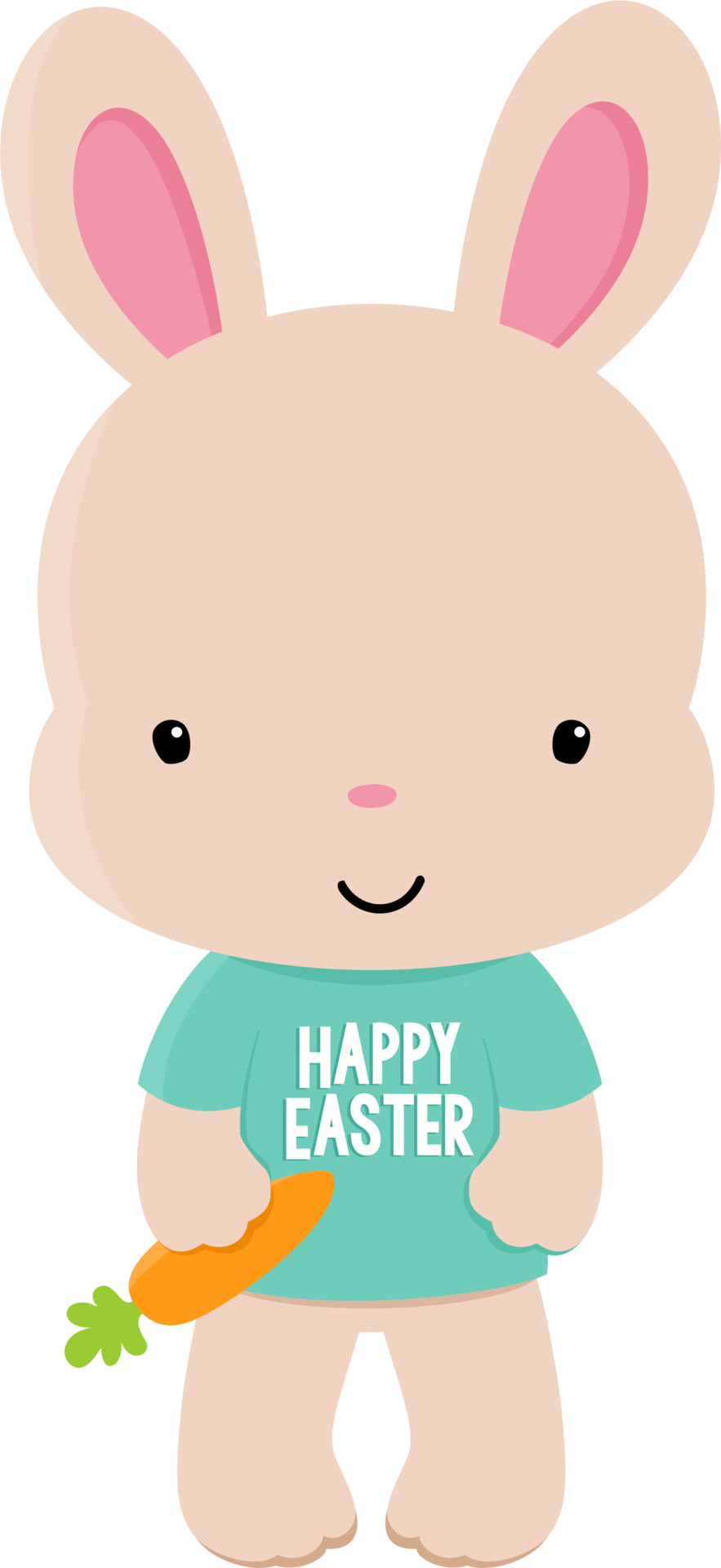 Happy Easter Bunny Cartoon Holding Carrot PNG Image