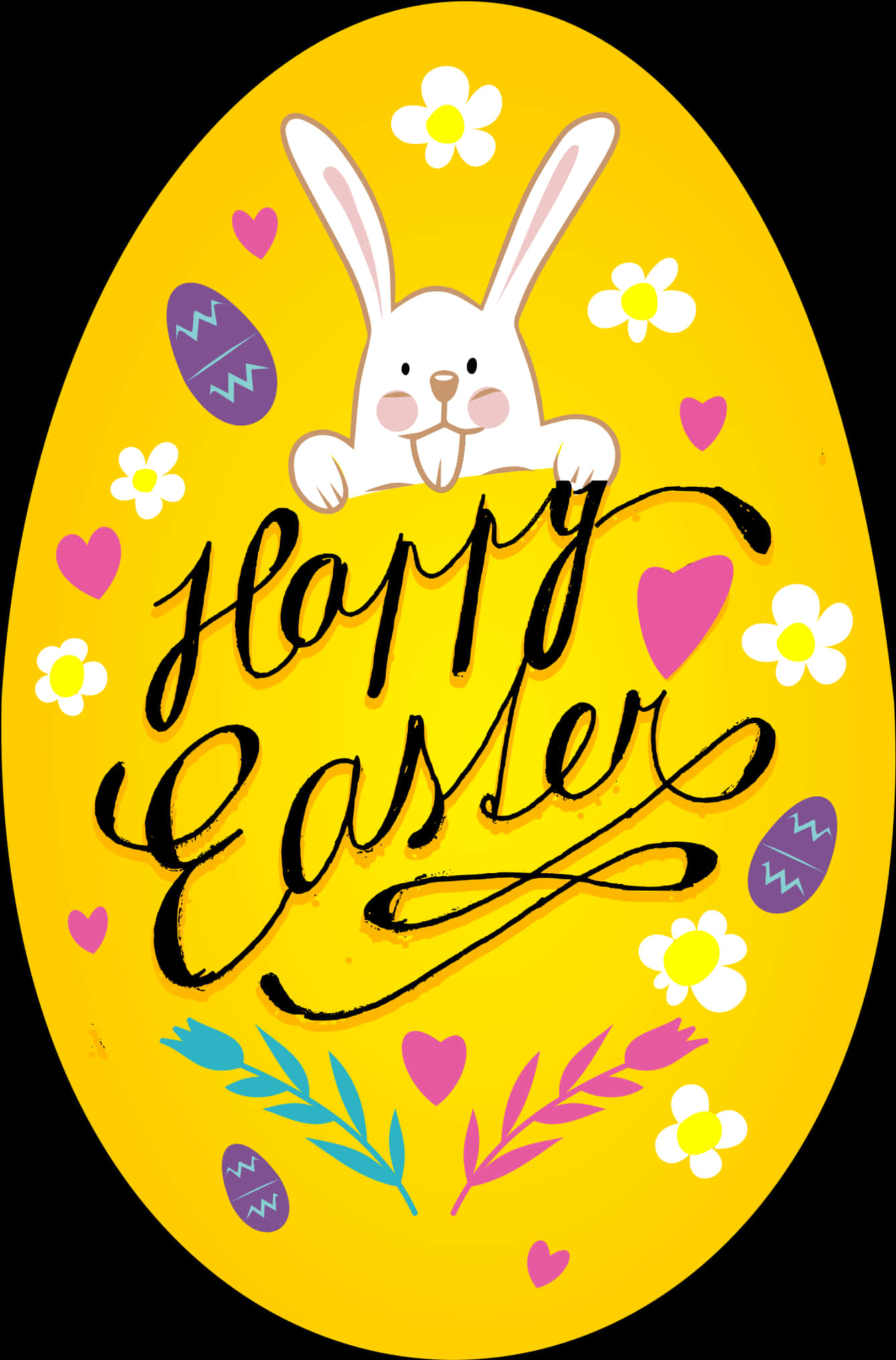 Happy Easter Bunny Greeting PNG Image