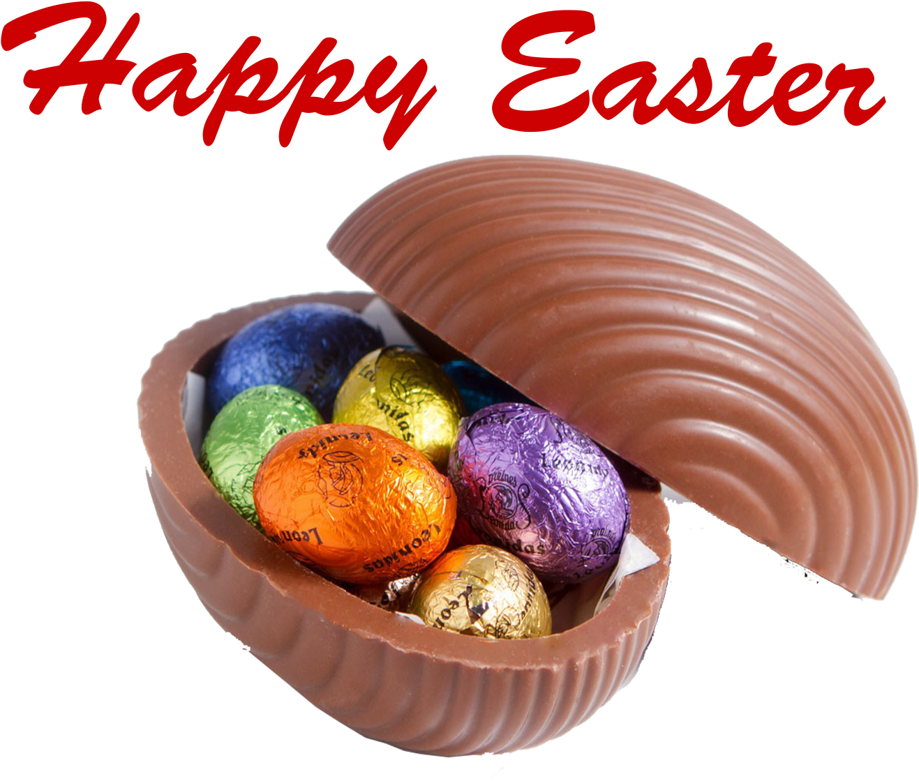 Happy Easter Chocolate Eggand Foil Wrapped Candies PNG Image