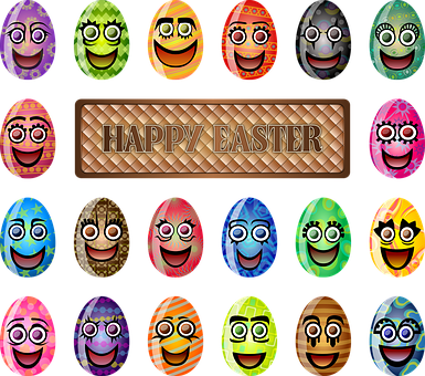 Happy Easter Emoji Eggs PNG Image