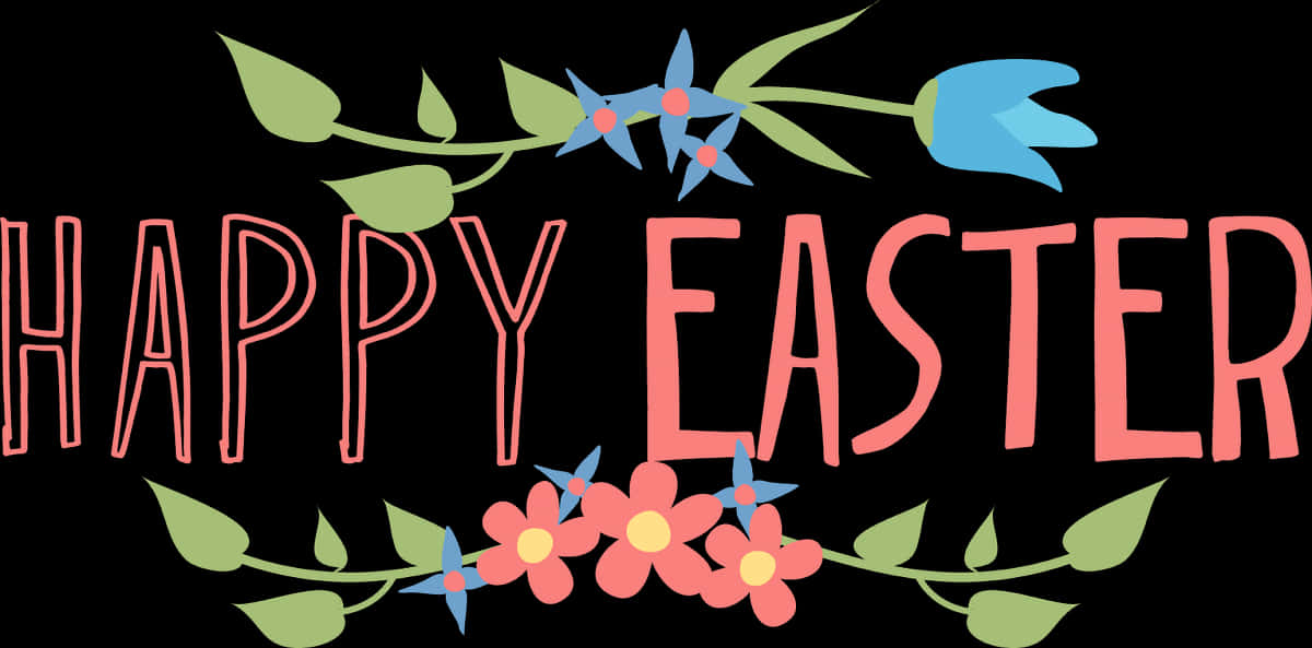 Happy Easter Floral Greeting PNG Image