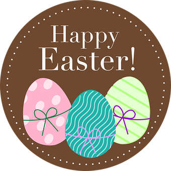 Happy Easter Greetingwith Decorative Eggs PNG Image