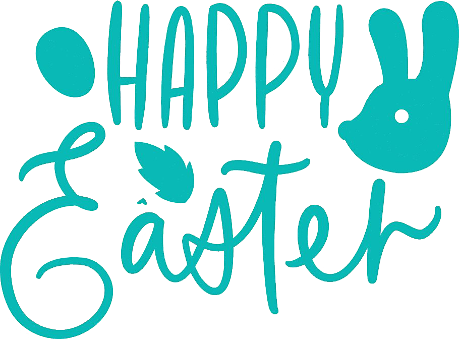 Happy Easter Teal Greeting PNG Image