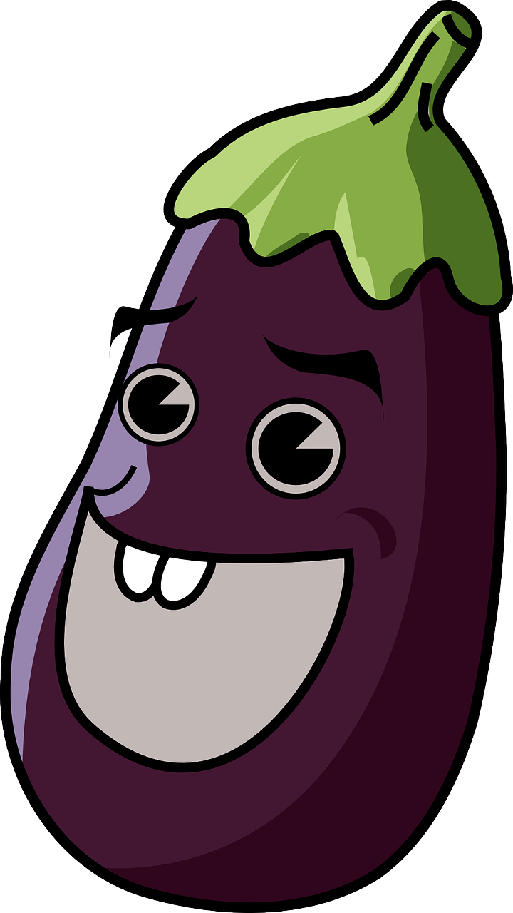 Happy Eggplant Cartoon Character PNG Image