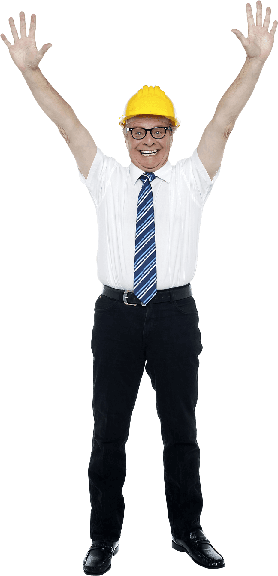 Happy Engineer Celebrating Success PNG Image