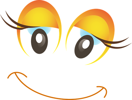 Happy Face Cartoon Eyesand Smile PNG Image