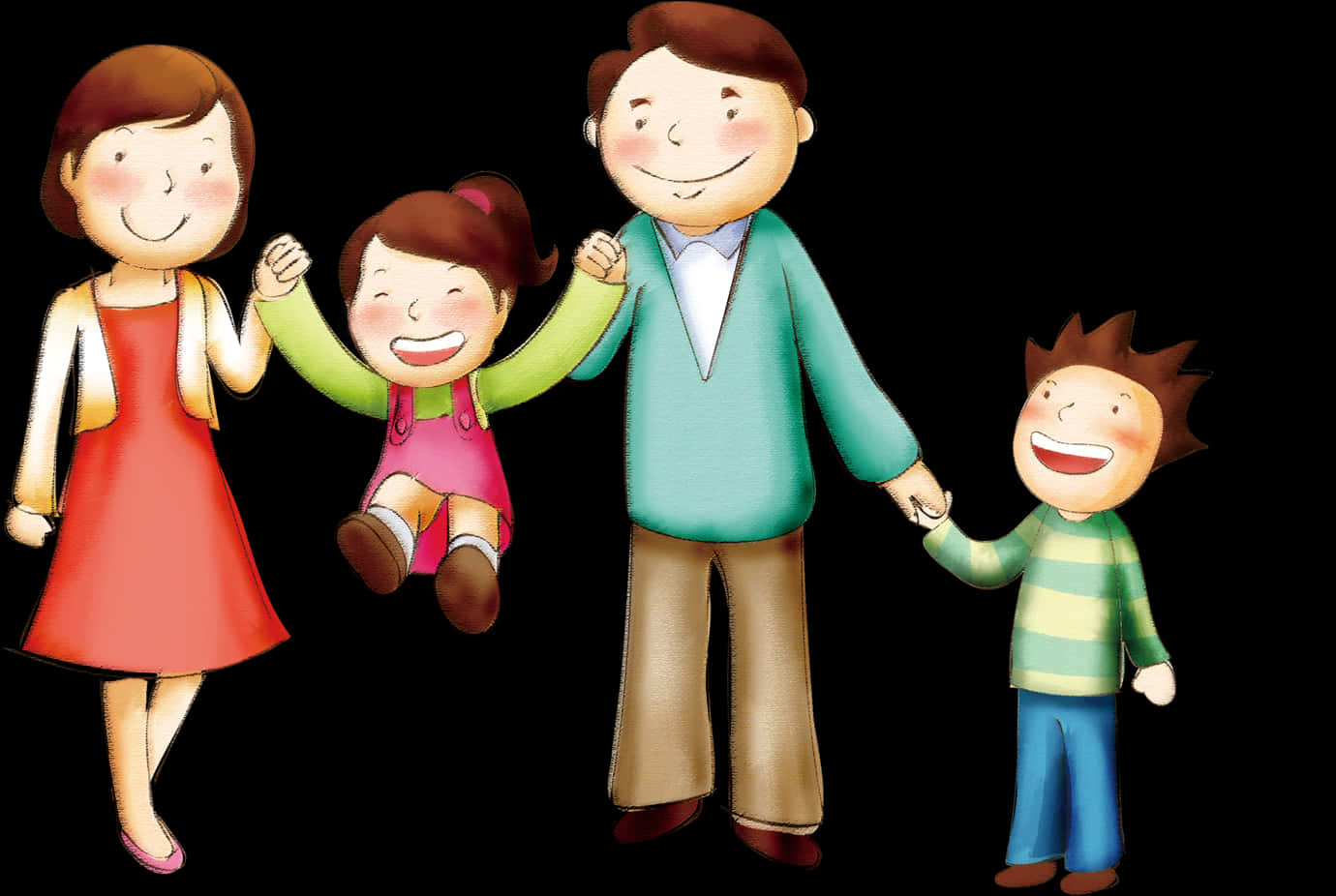 Happy Family Illustration PNG Image