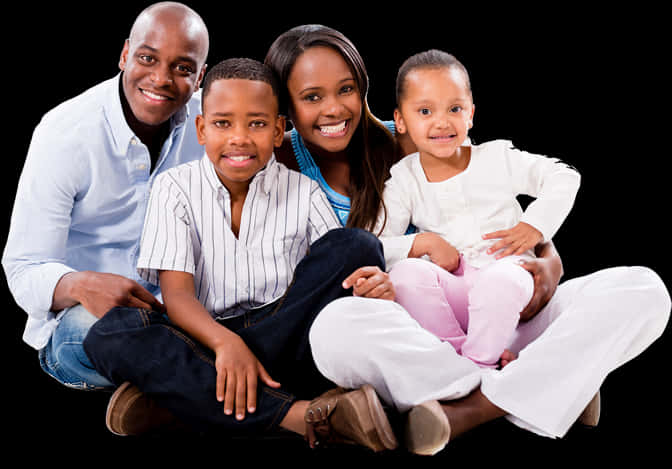 Happy Family Portrait Black Background PNG Image