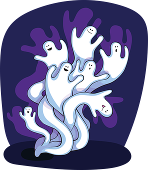 Happy Ghost Gathering PNG Image