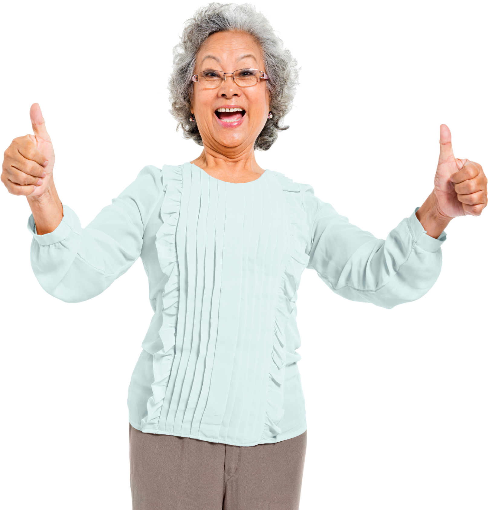 Happy Grandmother Giving Thumbs Up PNG Image