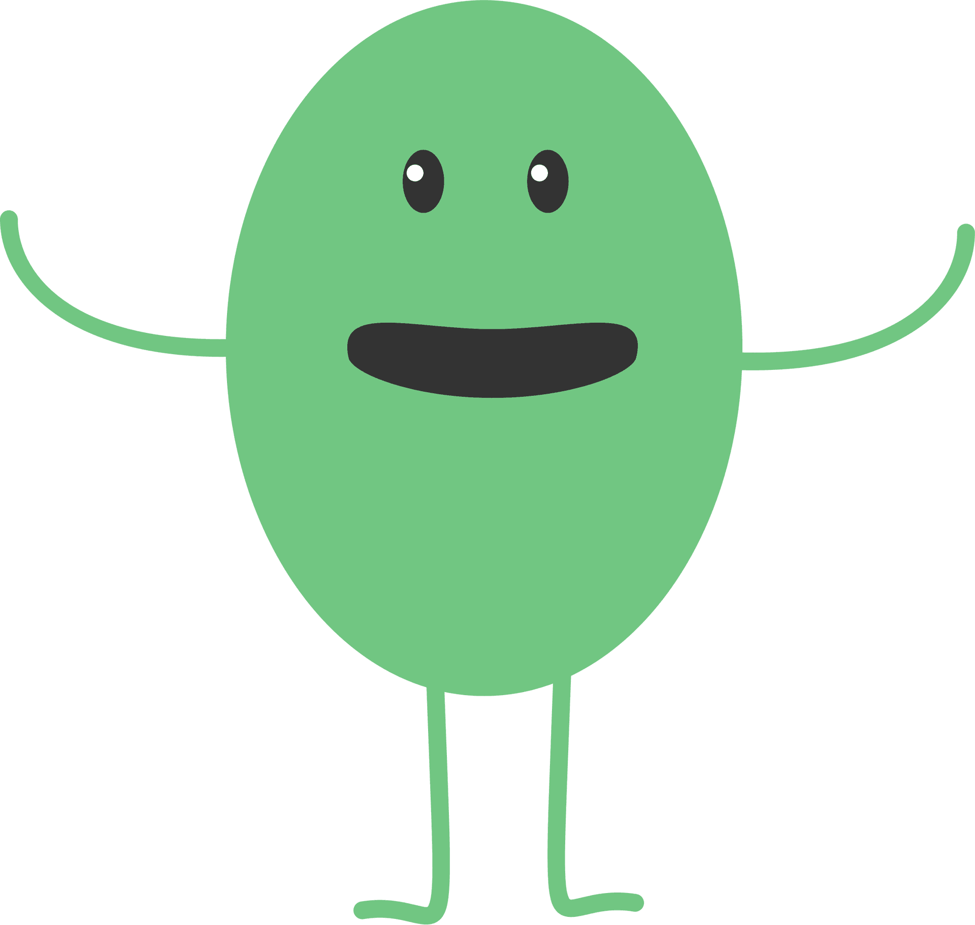 Happy Green Bean Cartoon Character PNG Image