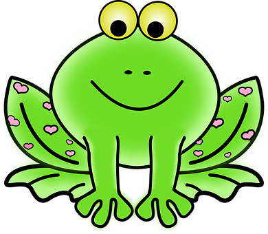 Happy Green Frog Cartoon PNG Image