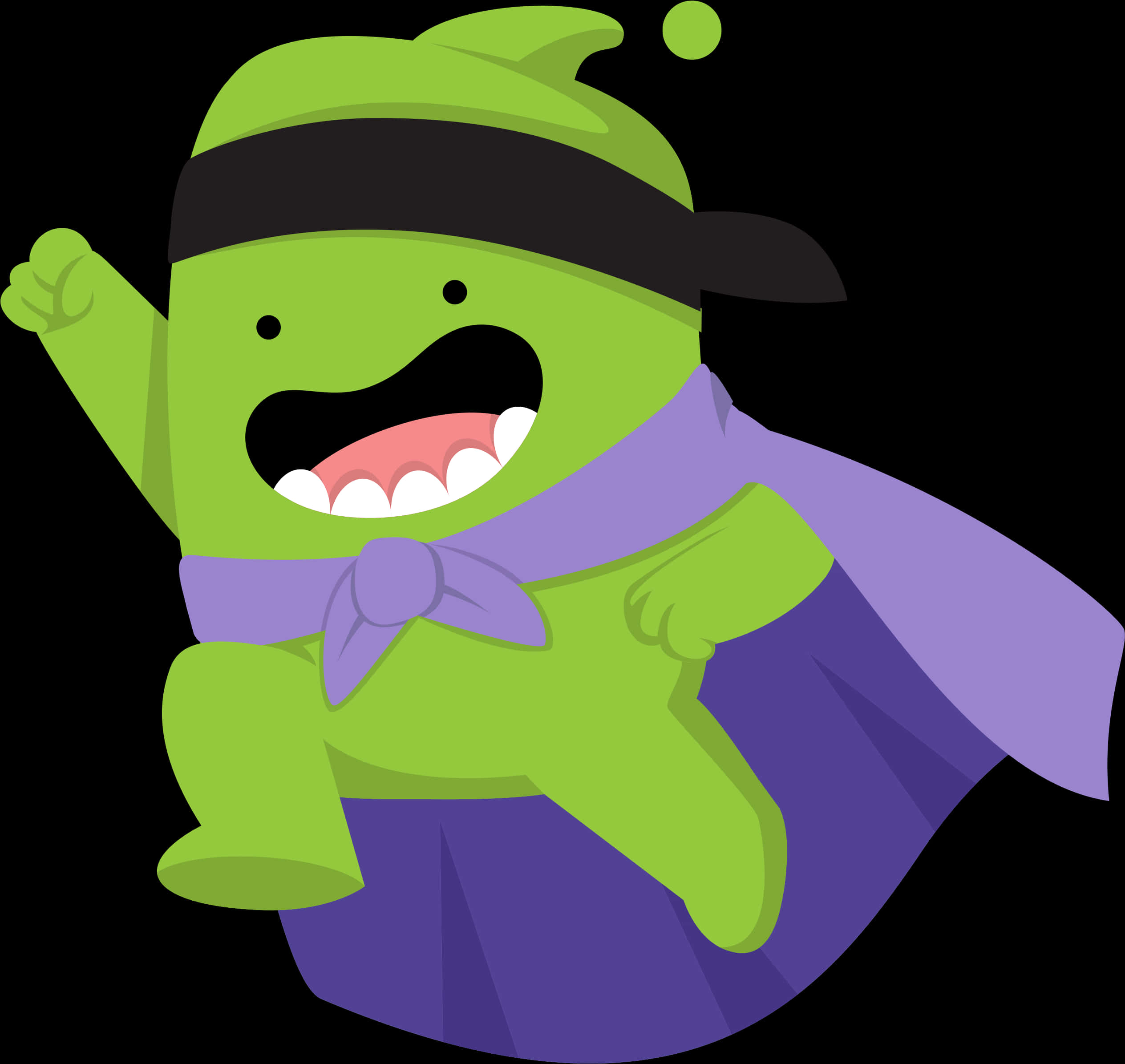 Happy Green Monster Cartoon Character PNG Image