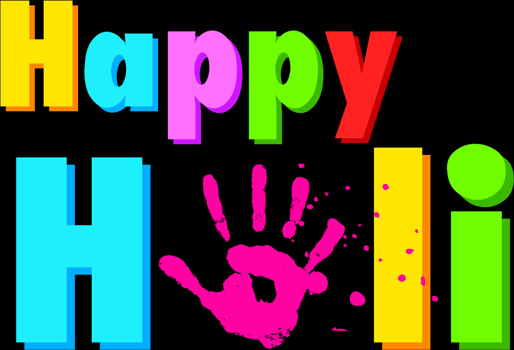 Happy Holi Colorful Greeting PNG Image