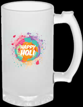 Happy Holi Festival Colorful Beer Mug PNG Image