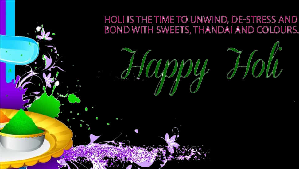 Happy Holi Festival Greeting PNG Image