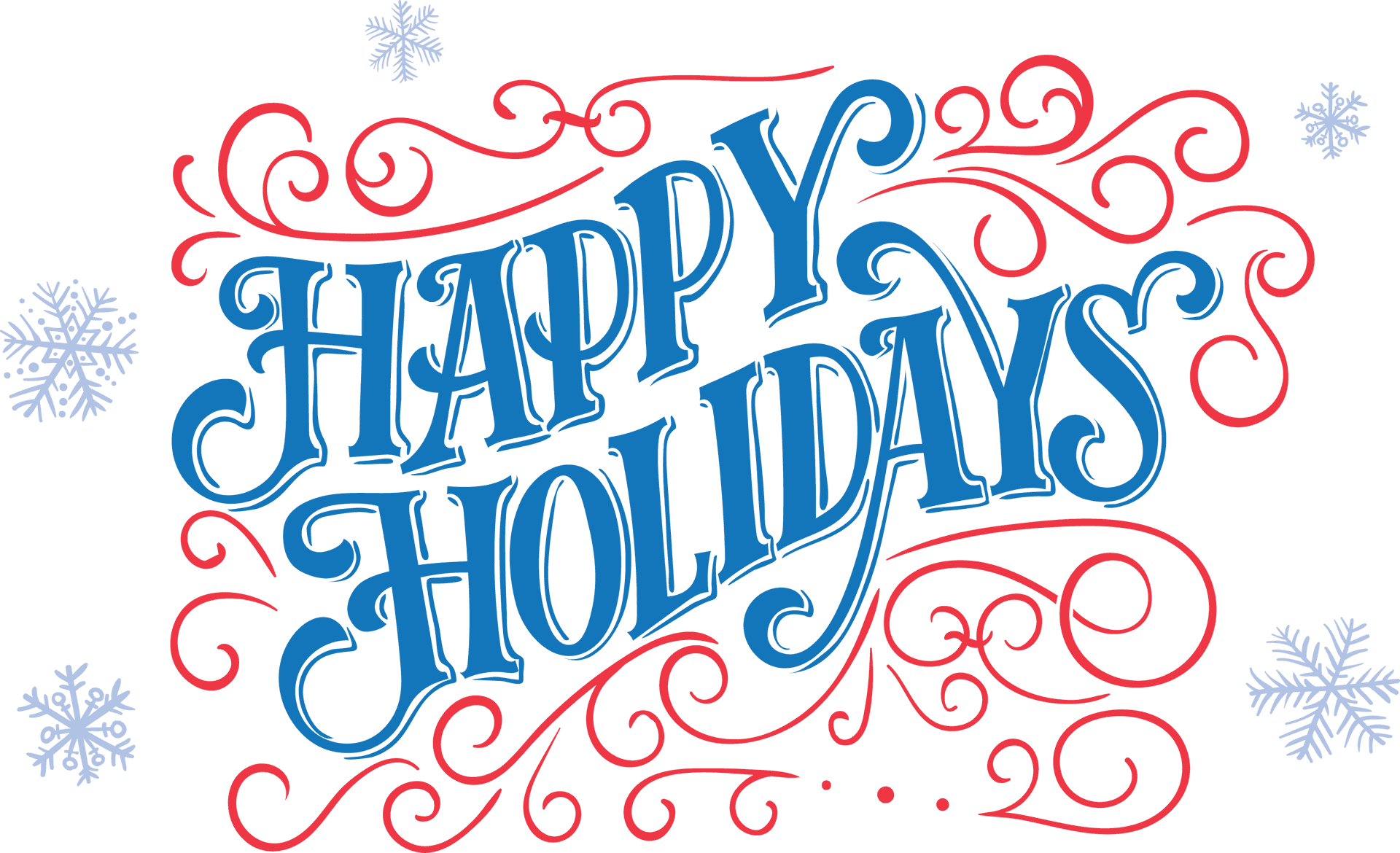 Happy Holidays Calligraphy Snowflakes PNG Image