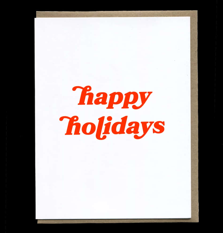 Happy Holidays Card Red Text PNG Image