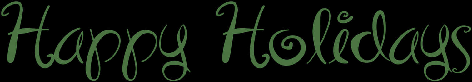 Happy Holidays Green Script PNG Image