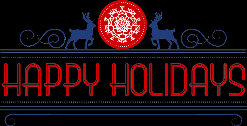 Happy Holidays Reindeer Snowflake Banner PNG Image