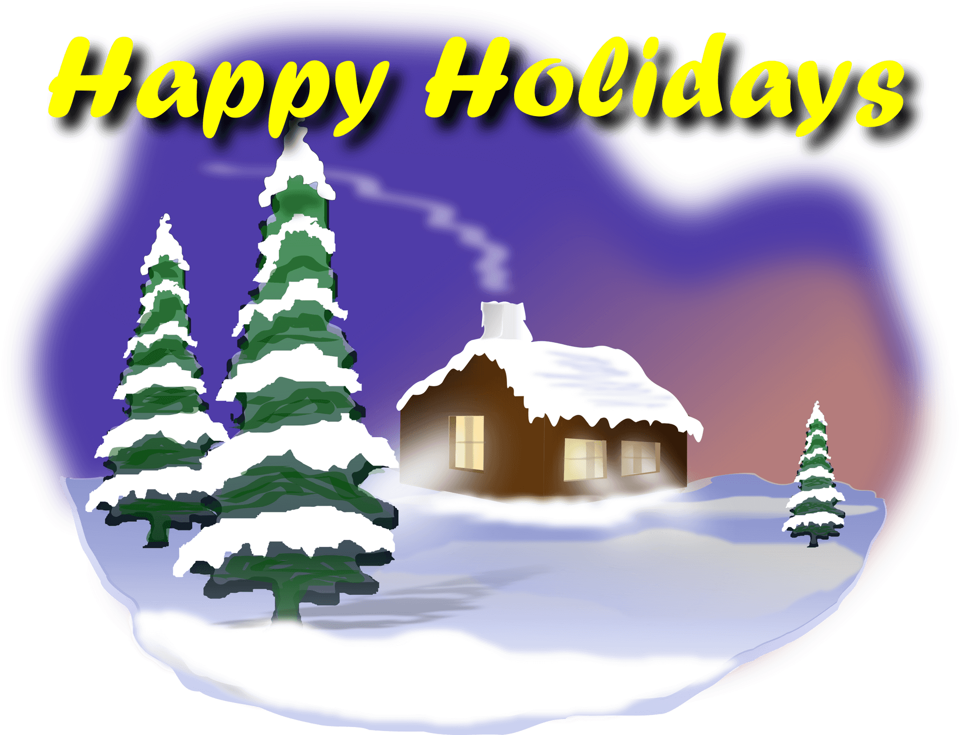 Happy Holidays Winter Scene PNG Image