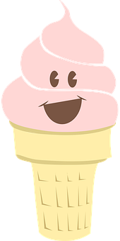 Happy Ice Cream Cone Character PNG Image