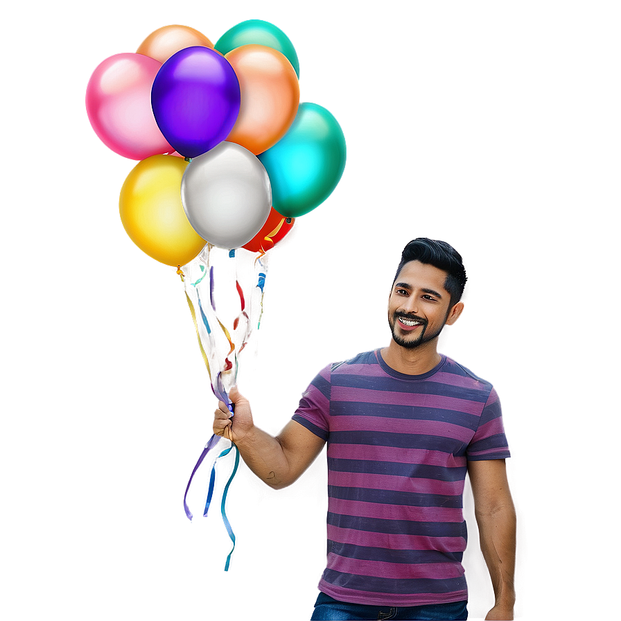 Happy Man With Balloons Png Frc PNG Image