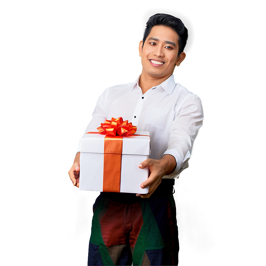 Happy Man With Gift Png Idh PNG Image