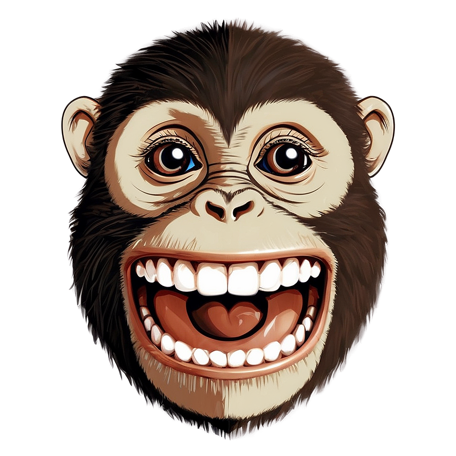 Happy Monkey Face Illustration Png Mcg PNG Image